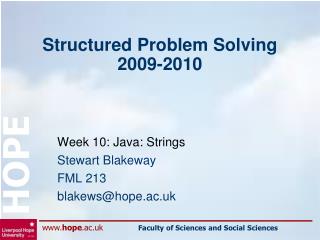 Structured Problem Solving 2009-2010