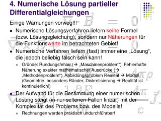 4. Numerische Lösung partieller Differentialgleichungen