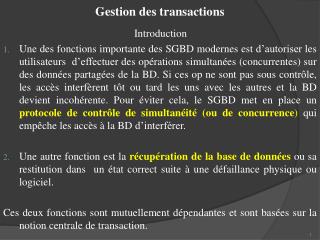 Gestion des transactions