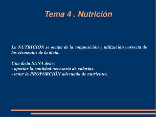 Tema 4 . Nutrición