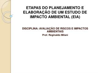 ETAPAS DO PLANEJAMENTO E ELABORAÇÃO DE UM ESTUDO DE IMPACTO AMBIENTAL (EIA)