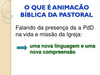 O QUE É ANIMACÃO BÍBLICA DA PASTORAL