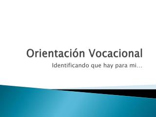 Orientación Vocacional