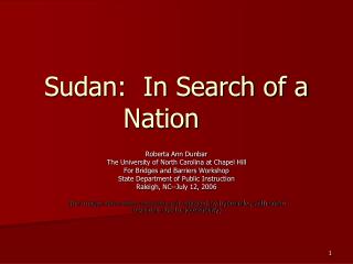 Sudan: In Search of a Nation