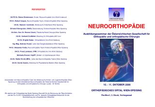 REFERENTEN OA PD Dr. Rainer Biedermann , Kinder-/Neuroorthopädie Univ.Klinik Innsbruck