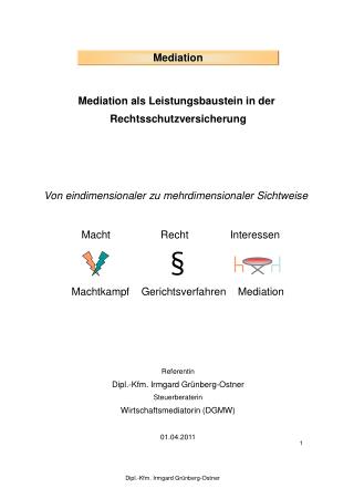 Mediation als Leistungsbaustein in der Rechtsschutzversicherung