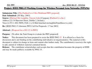 Project: IEEE P802.15 Working Group for Wireless Personal Area Networks (WPANs)