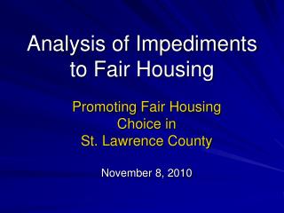 Analysis of Impediments to Fair Housing