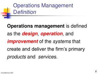 Operations Management D efinition