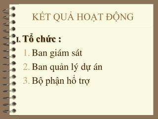 KẾT QUẢ HOẠT ĐỘNG