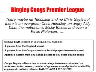 Bingley Congs Premier League