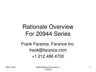 Rationale Overview For 20944 Series