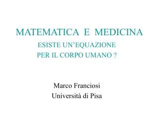 MATEMATICA E MEDICINA