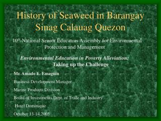 History of Seaweed in Barangay Sinag Calauag Quezon