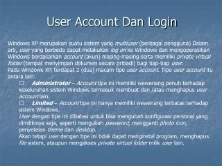 User Account Dan Login