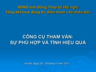 CÔNG CỤ THAM VẤN: SỰ PHÙ HỢP VÀ TÍNH HIỆU QUẢ