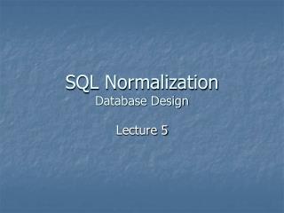 SQL Normalization Database Design