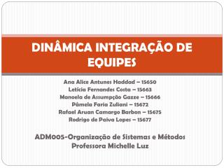 DINÂMICA INTEGRAÇÃO DE EQUIPES