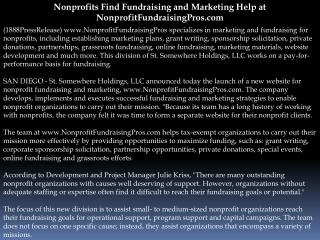 Nonprofits Find Fundraising and Marketing Help at NonprofitF