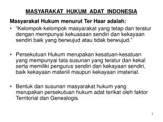 MASYARAKAT HUKUM ADAT INDONESIA