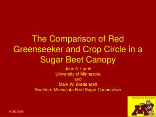 The Comparison of Red Greenseeker and Crop Circle in a Sugar Beet Canopy