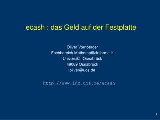 ecash : das Geld auf der Festplatte