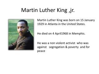 PPT - Martin Luther King ,jr. PowerPoint Presentation, free download ...