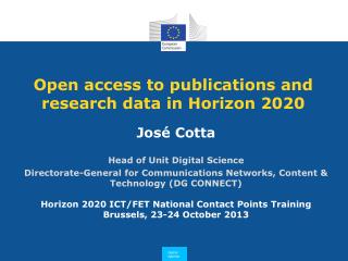 Open access to publications and research data in Horizon 2020