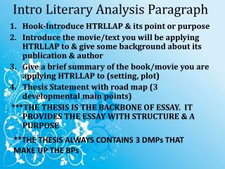 Intro Literary Analysis Paragraph