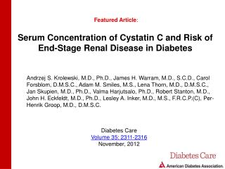 Serum Concentration of Cystatin C and Risk of End-Stage Renal Disease in Diabetes