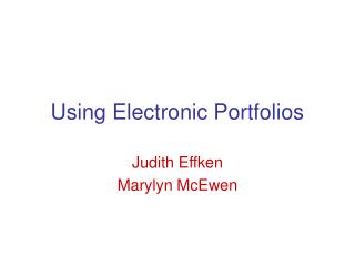 Using Electronic Portfolios