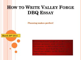 How to Write Valley Forge DBQ Essay