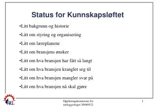 Status for Kunnskapsløftet