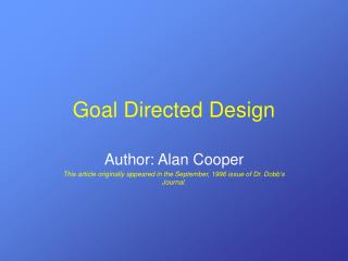 Goal Directed Design