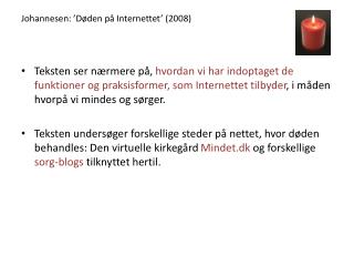 Johannesen: ’Døden på Internettet’ (2008)