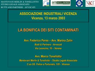 ASSOCIAZIONE INDUSTRIALI VICENZA Vicenza, 13 marzo 2003