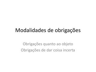 Modalidades de obrigações