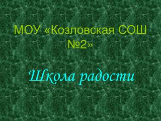 МОУ «Козловская СОШ №2»