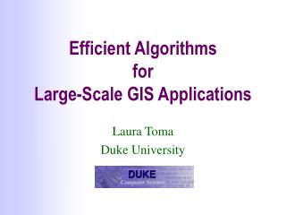 Efficient Algorithms for Large-Scale GIS Applications