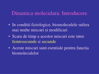 Dinamica moleculara: Introducere
