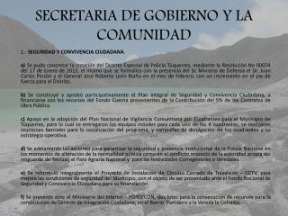 SECRETARIA DE GOBIERNO Y LA COMUNIDAD
