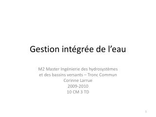 Gestion intégrée de l’eau