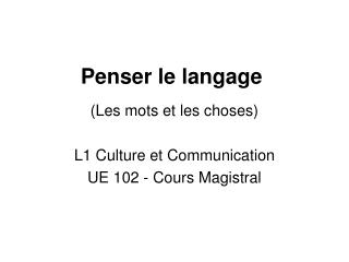 Penser le langage