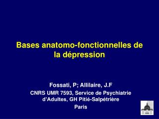Bases anatomo-fonctionnelles de la dépression