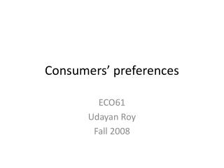 Consumers’ preferences