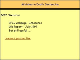 Mistakes in Death Sentencing