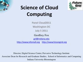 Science of Cloud Computing