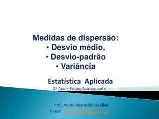 Estatística Aplicada 2º Ano – Ensino Subsequente