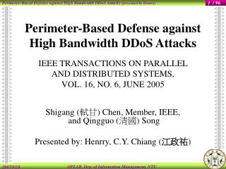Shigang ( 軾甘 ) Chen, Member, IEEE, and Qingguo ( 清國 ) Song