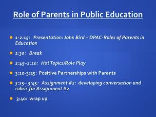 Role of Parents in Public Education